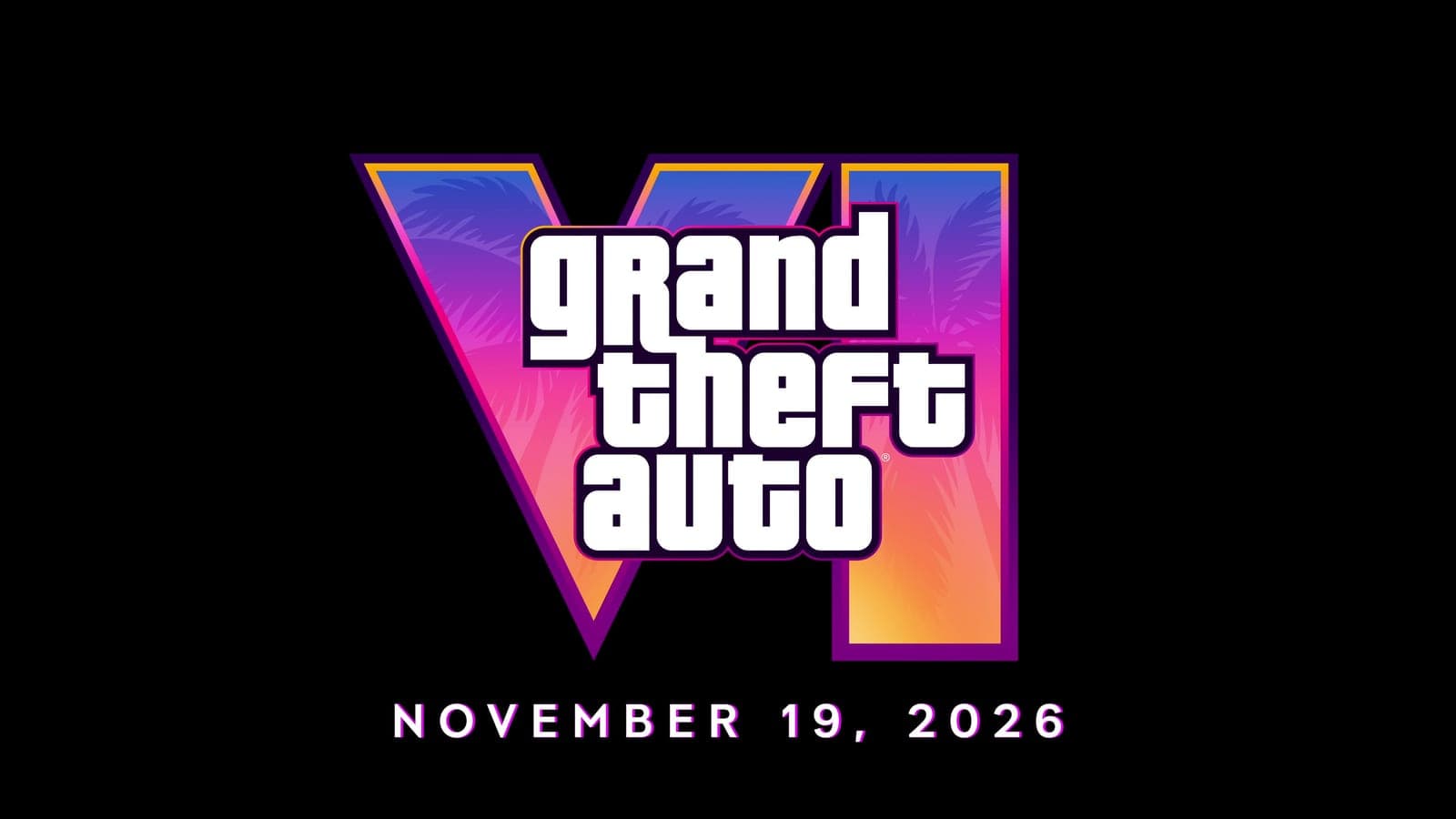 The Grand Theft Auto VI logo over a black background, with the 19 November 2026 date beneath it.